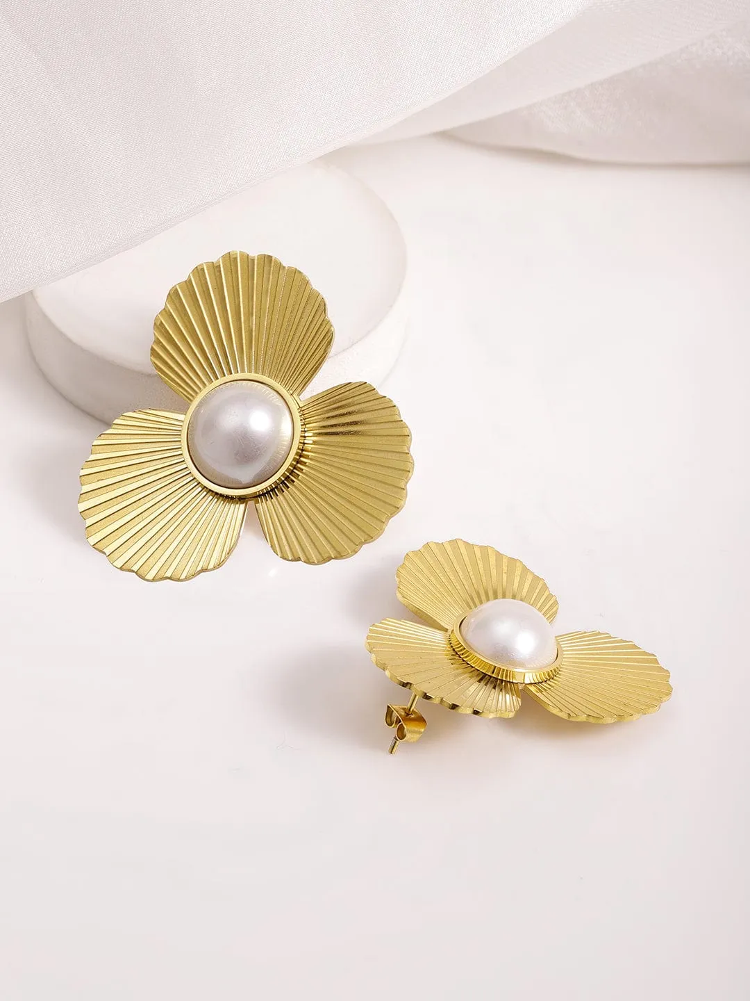 18KT Gold Plated Stainless Steel  Tarnish Free Waterproof Demi-Fine Stud Earrings