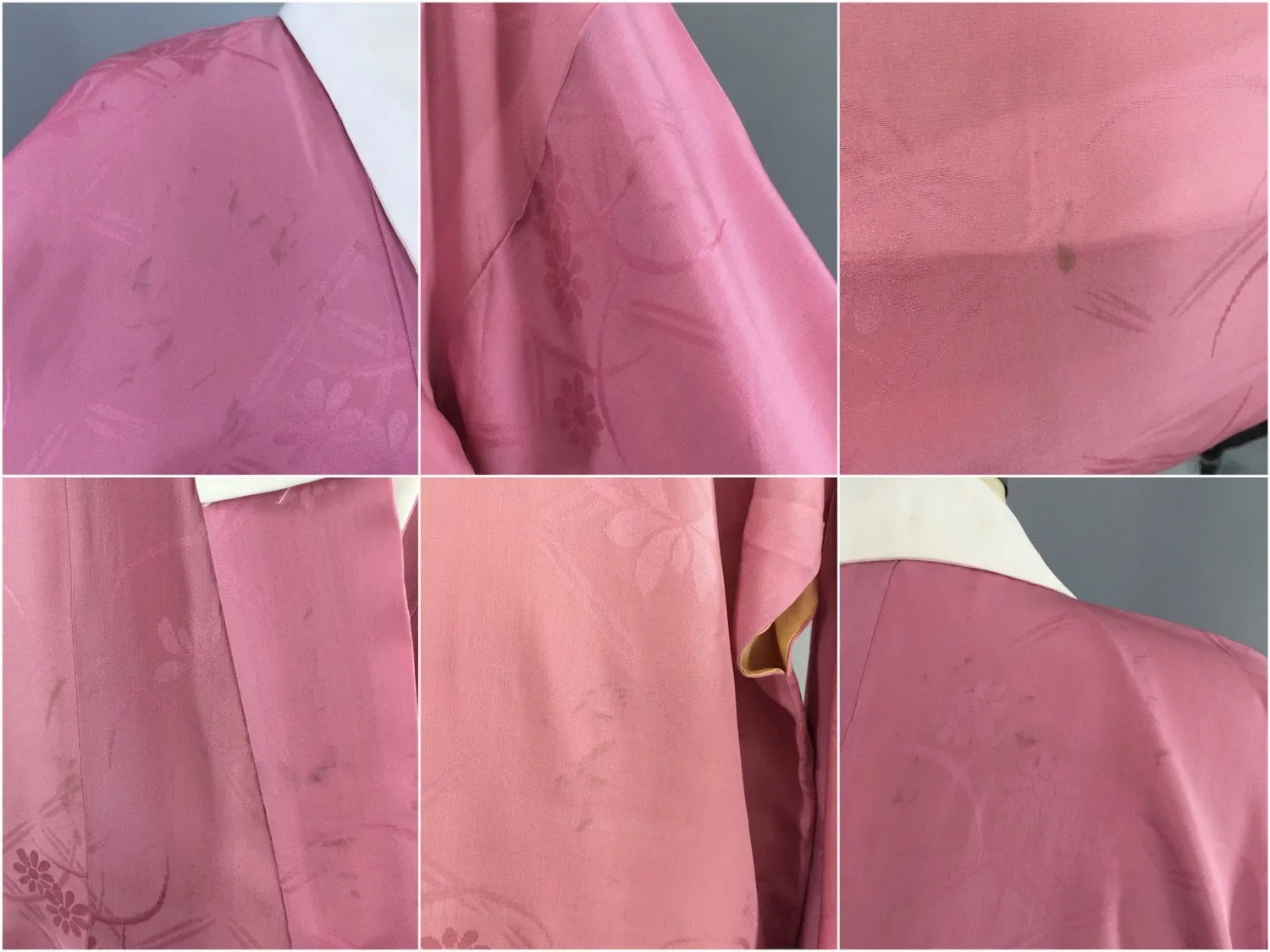 1950s Vintage Silk Kimono Robe / Mauve Pink