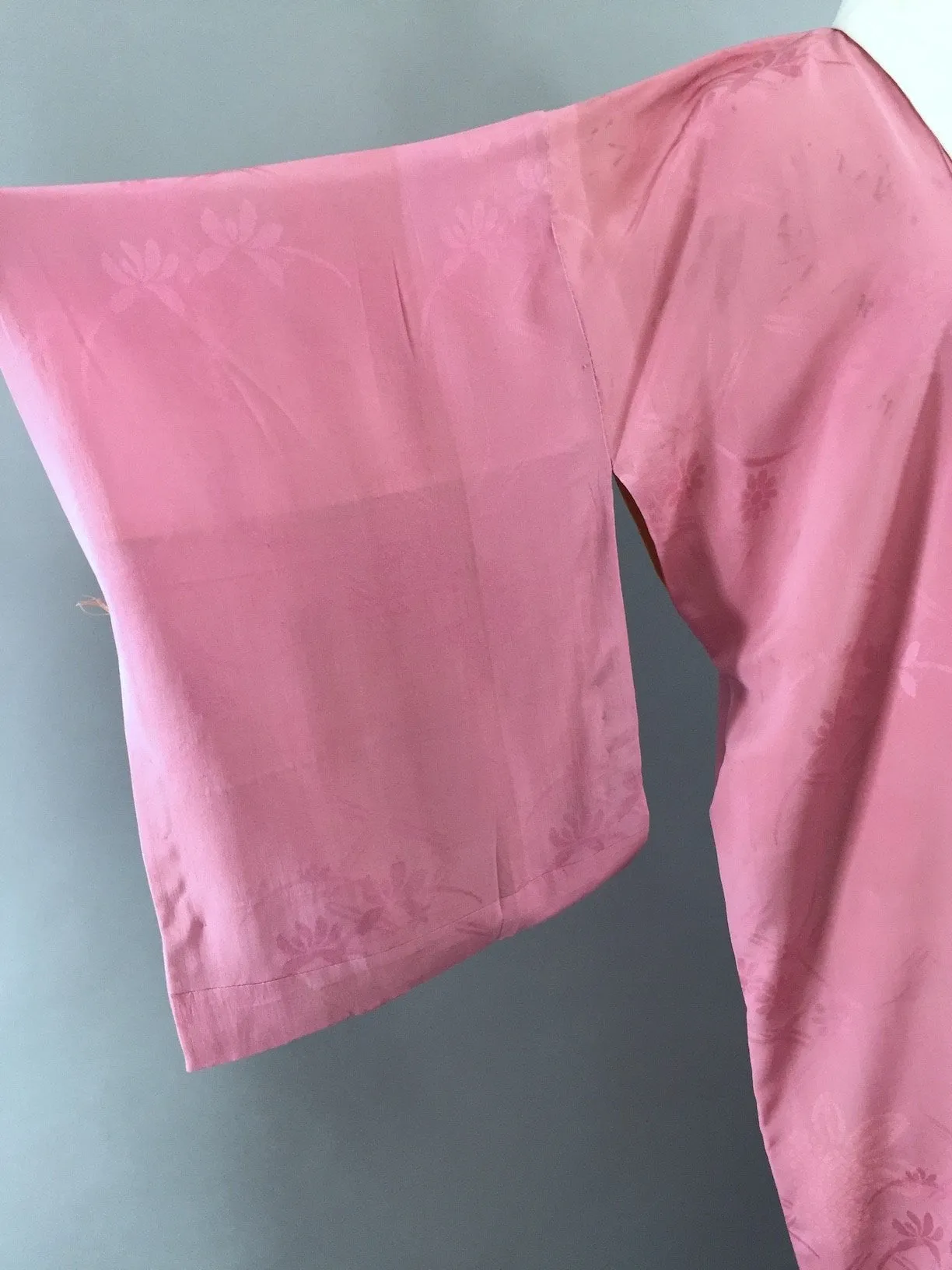 1950s Vintage Silk Kimono Robe / Mauve Pink