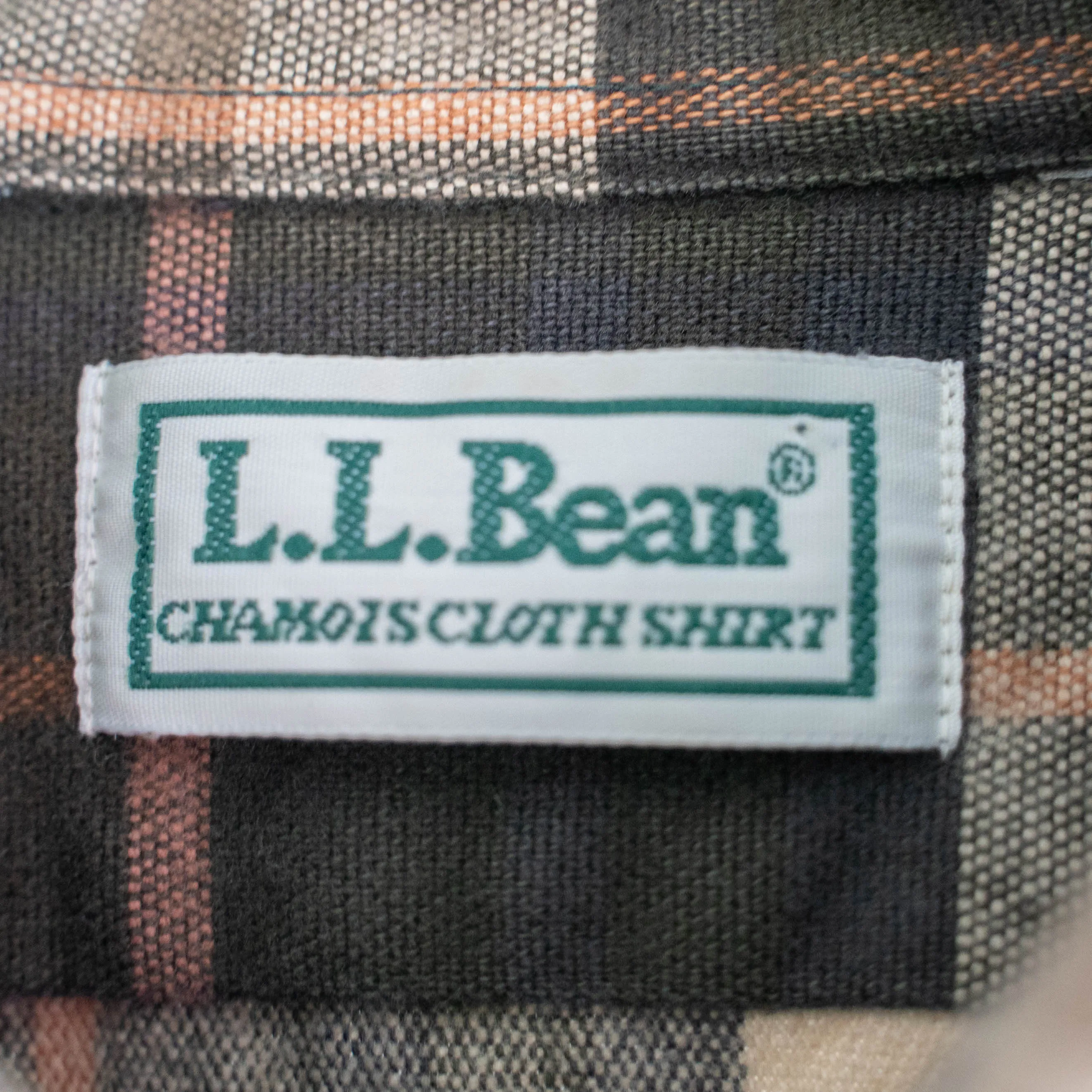 1990s LL Bean green base check cotton flannel shirt