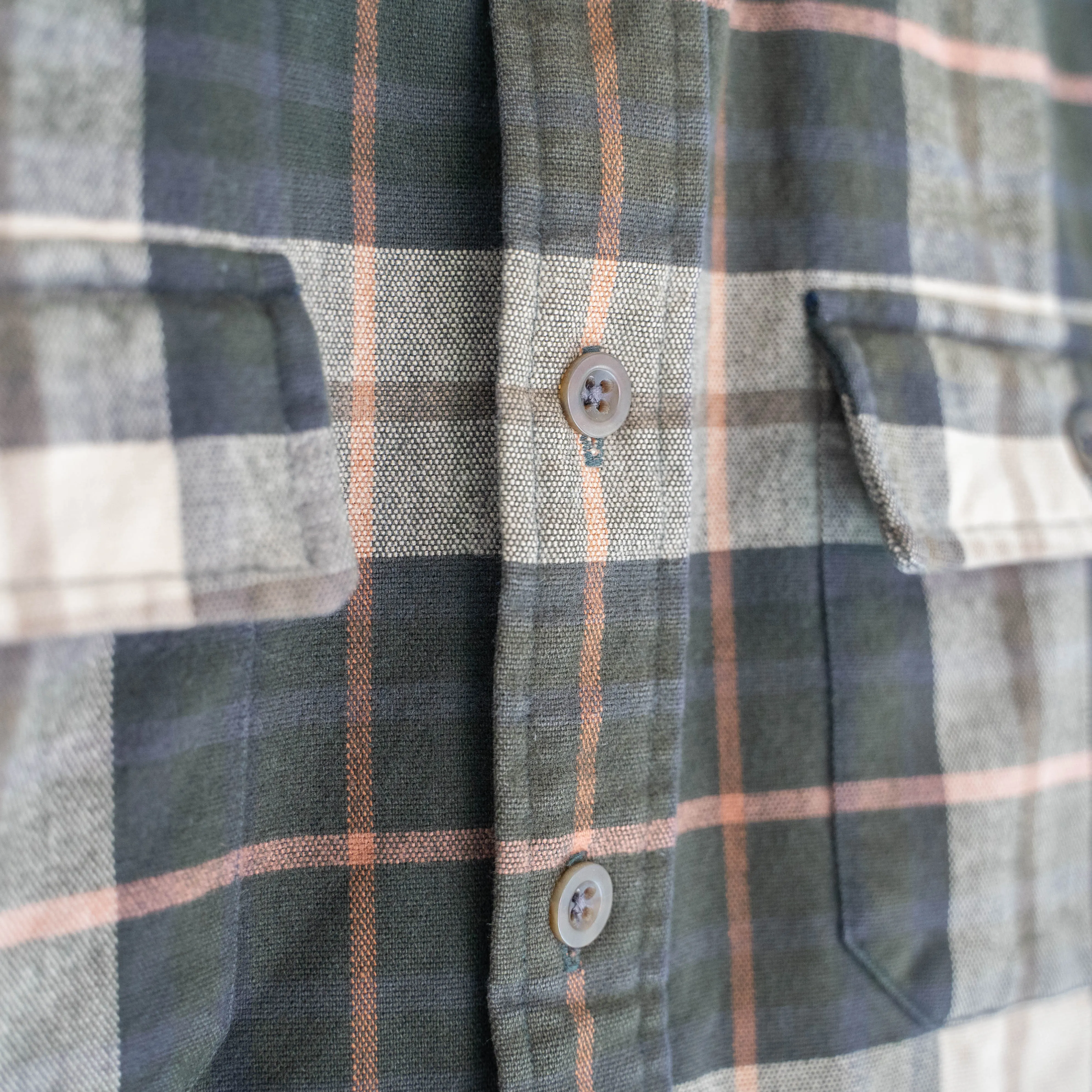 1990s LL Bean green base check cotton flannel shirt