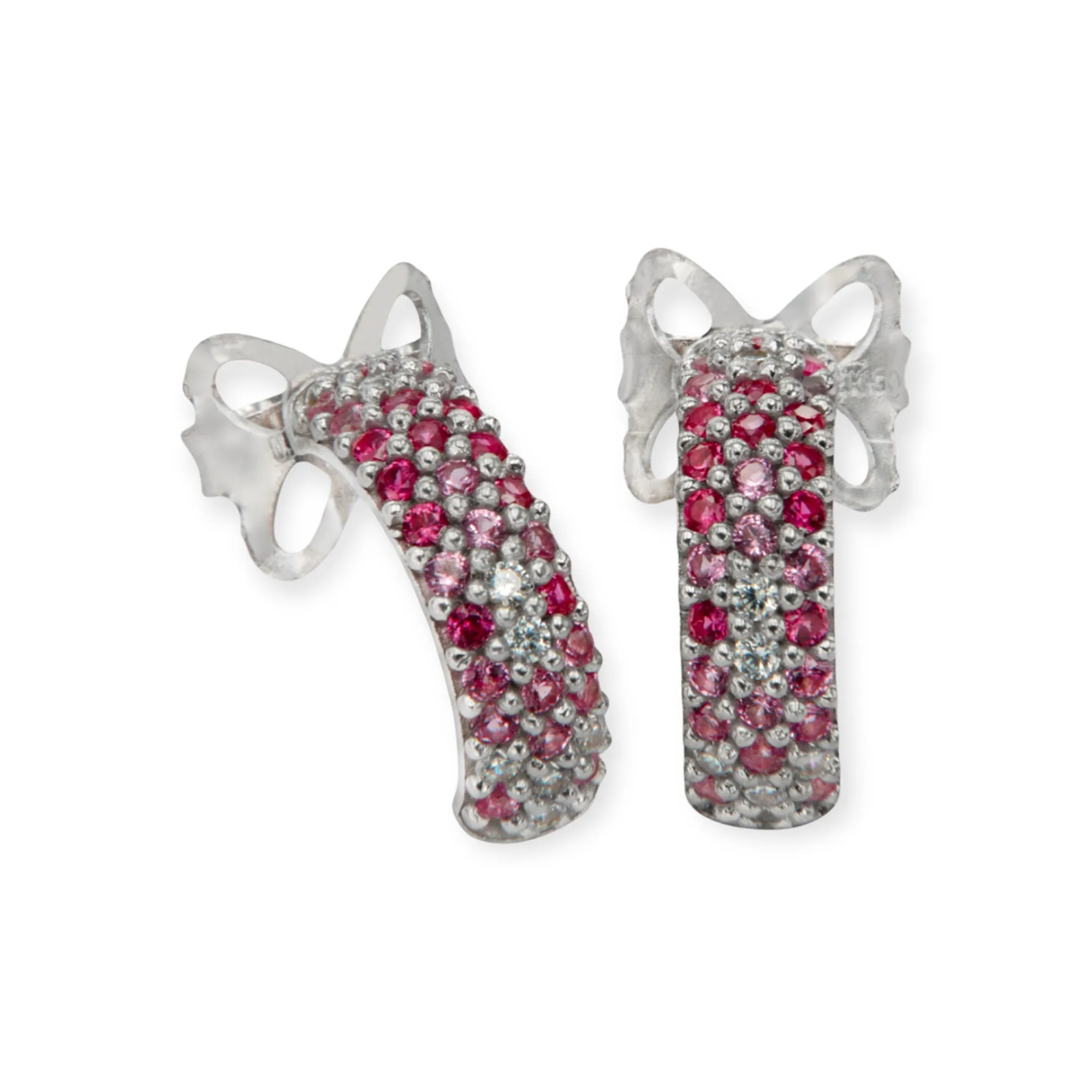 Adriana Rhodium Plated Sterling Silver Hoops, Pink Blush