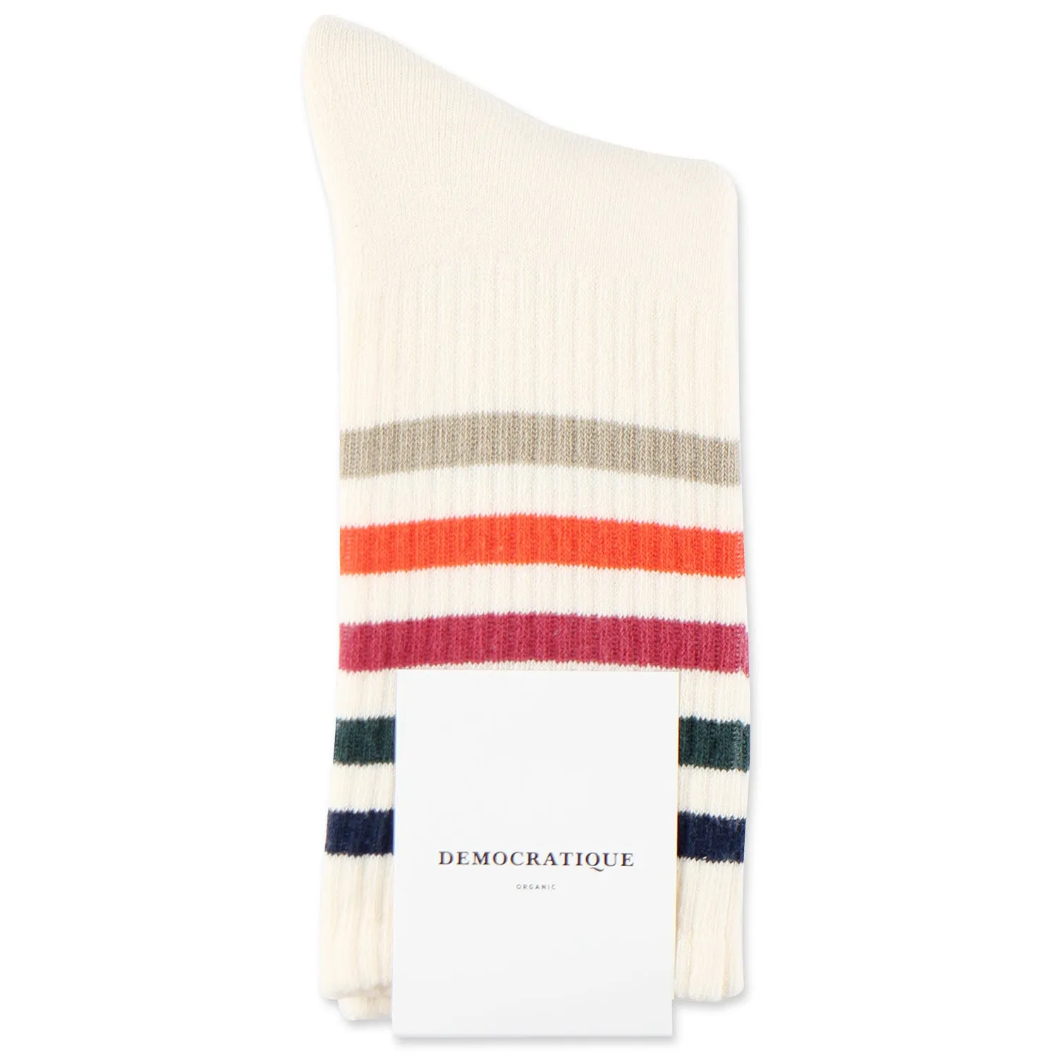 Athletique Classique Super Stripes Socks Off White / Navy / Forrest Green / Light Rosso / Okker Orange / Rough Sand