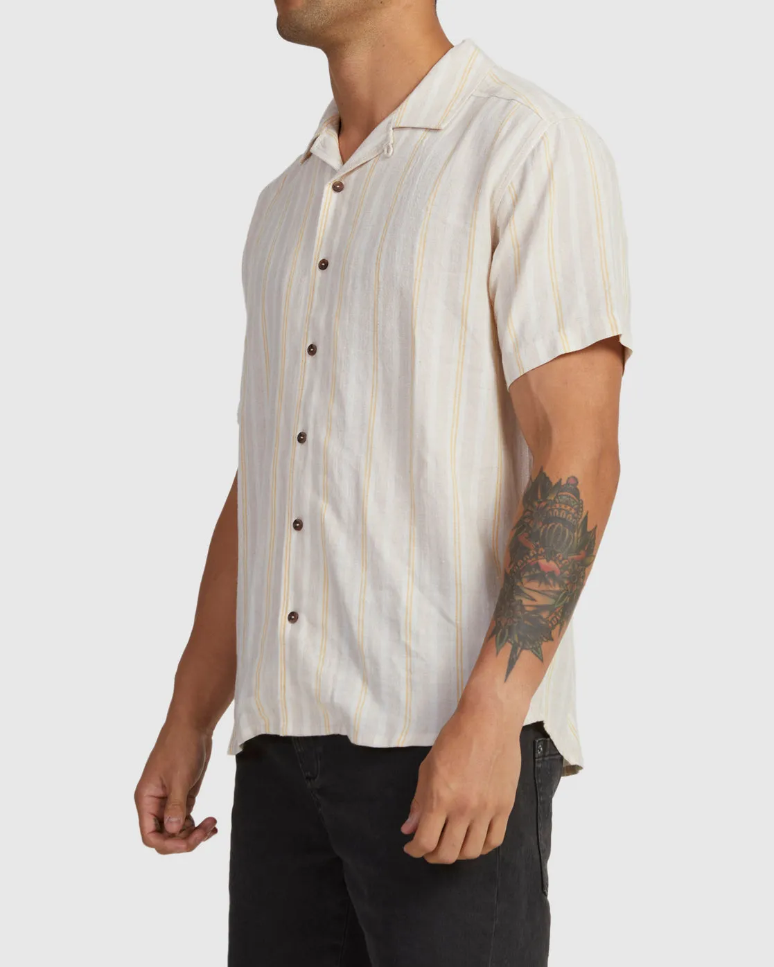 Beat Stripe Short Sleeve Shirt - Sand
