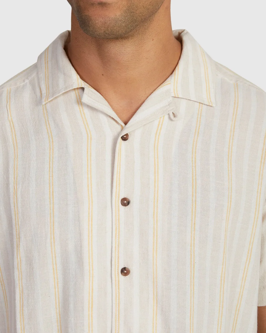 Beat Stripe Short Sleeve Shirt - Sand