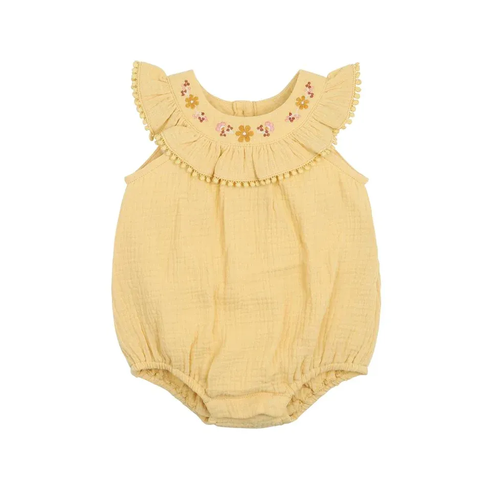 Bebe Baby Hallie Crinkle Frill Bodysuit - Mustard