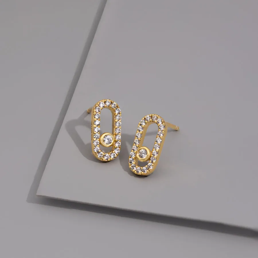 Connect Pave 14K Gold Vermeil Stud Earrings