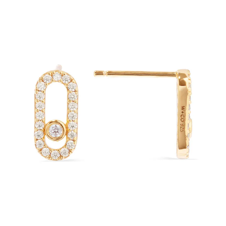 Connect Pave 14K Gold Vermeil Stud Earrings
