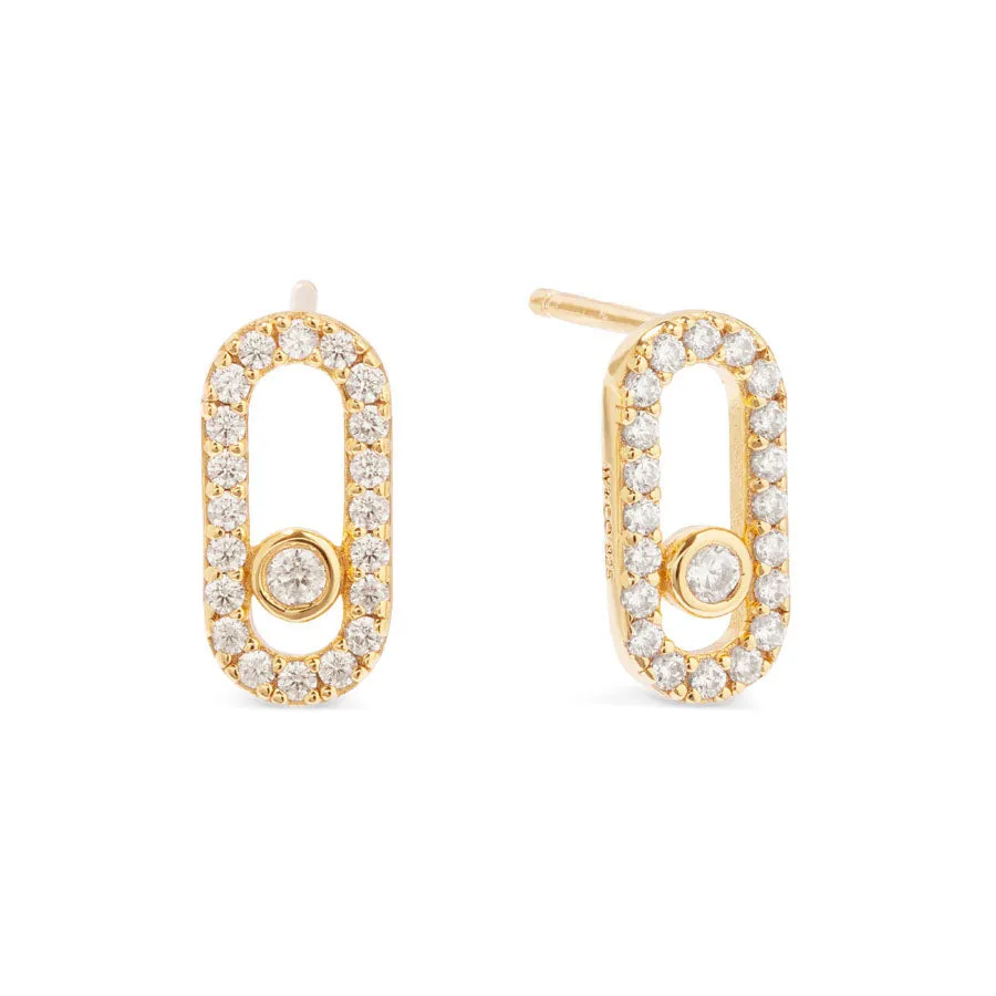 Connect Pave 14K Gold Vermeil Stud Earrings