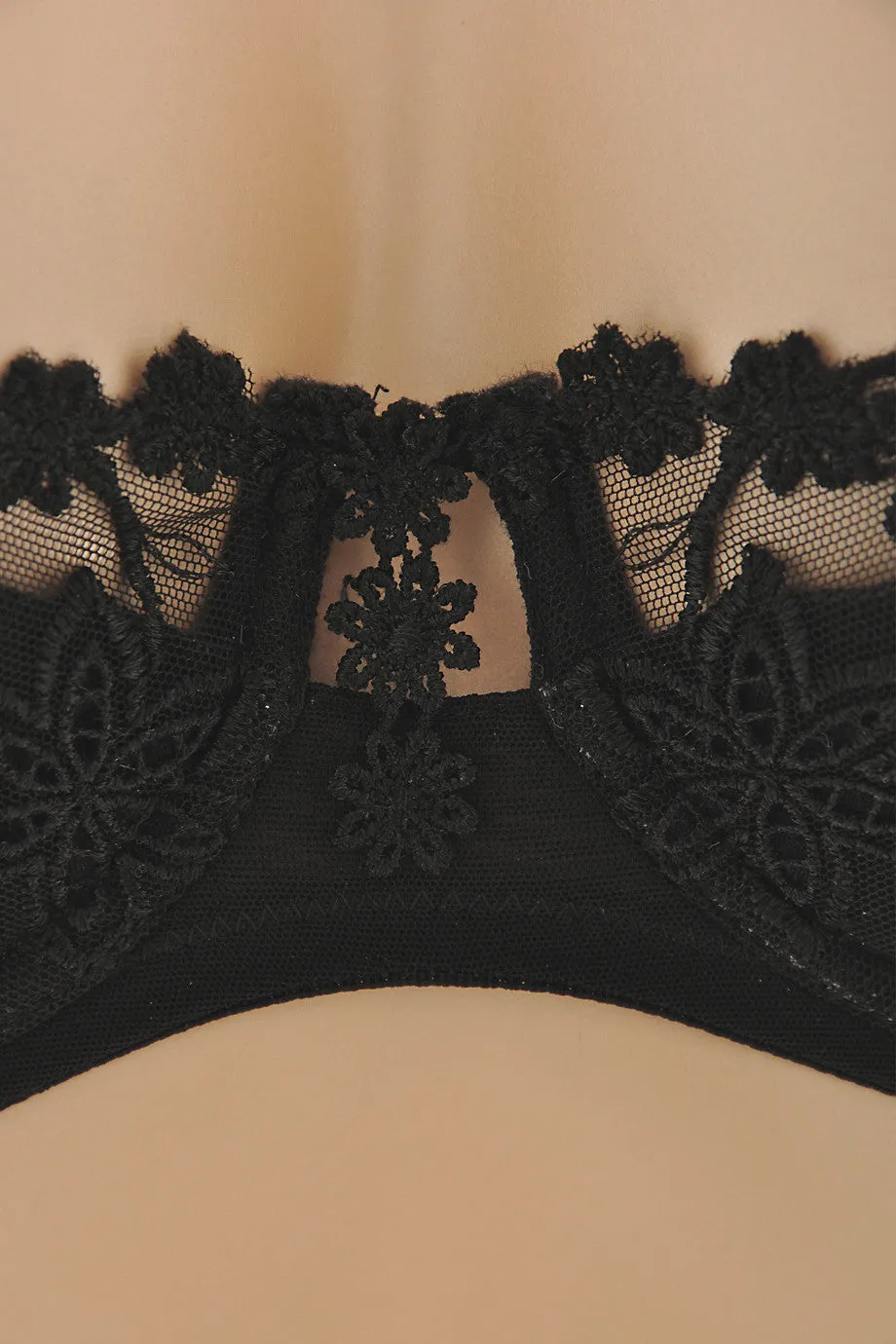 COTTON CLUB LACE Black Balconette Bra