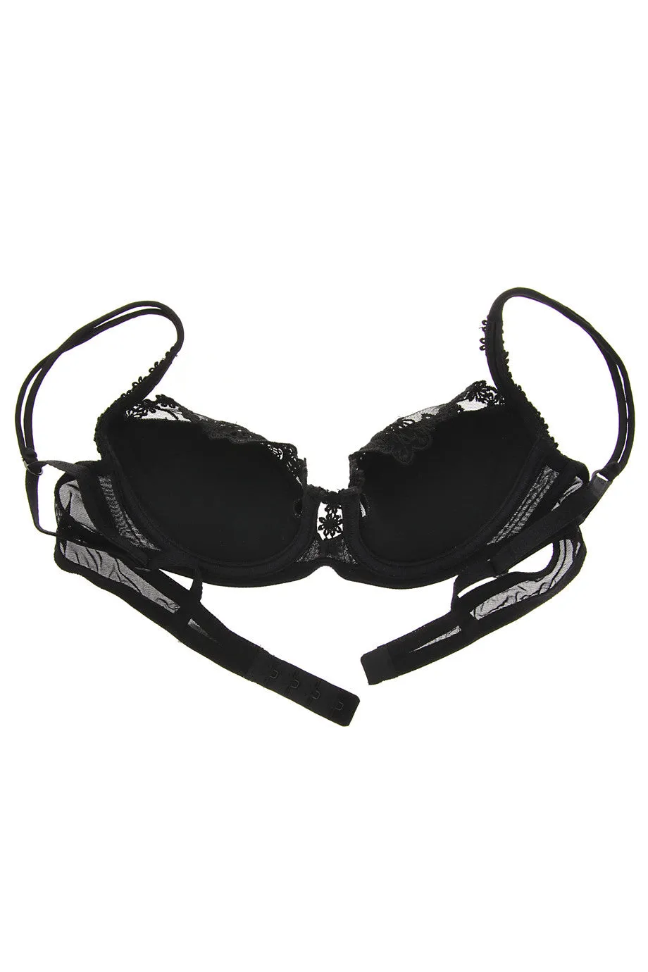 COTTON CLUB LACE Black Balconette Bra