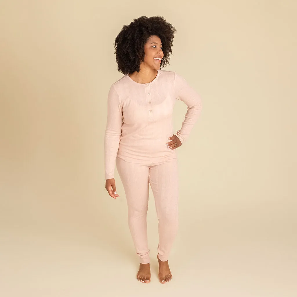 Dusty Blush Women's Pointelle Henley Top