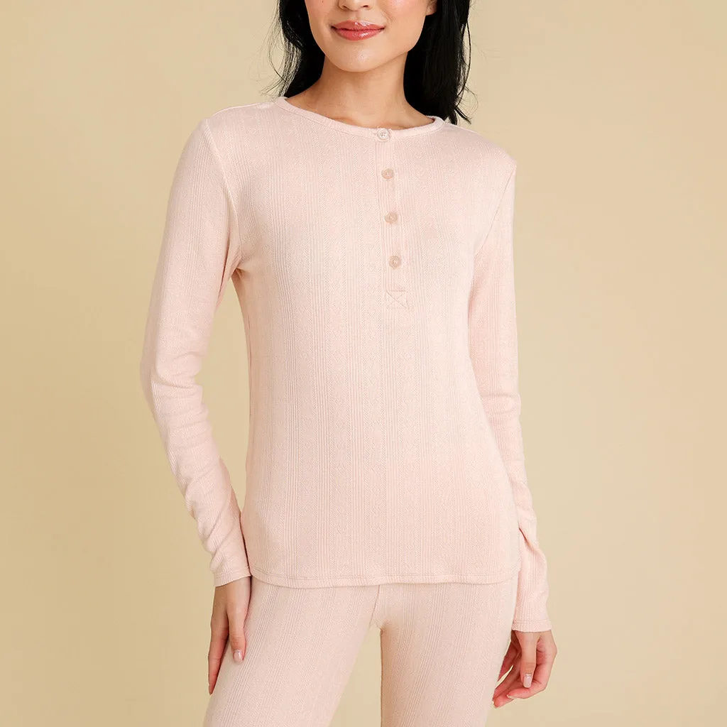 Dusty Blush Women's Pointelle Henley Top