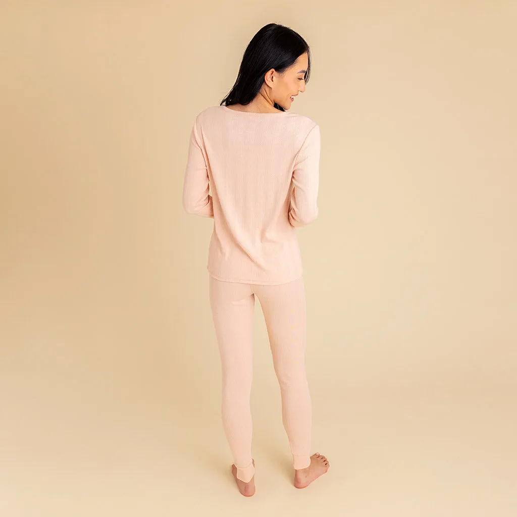 Dusty Blush Women's Pointelle Henley Top