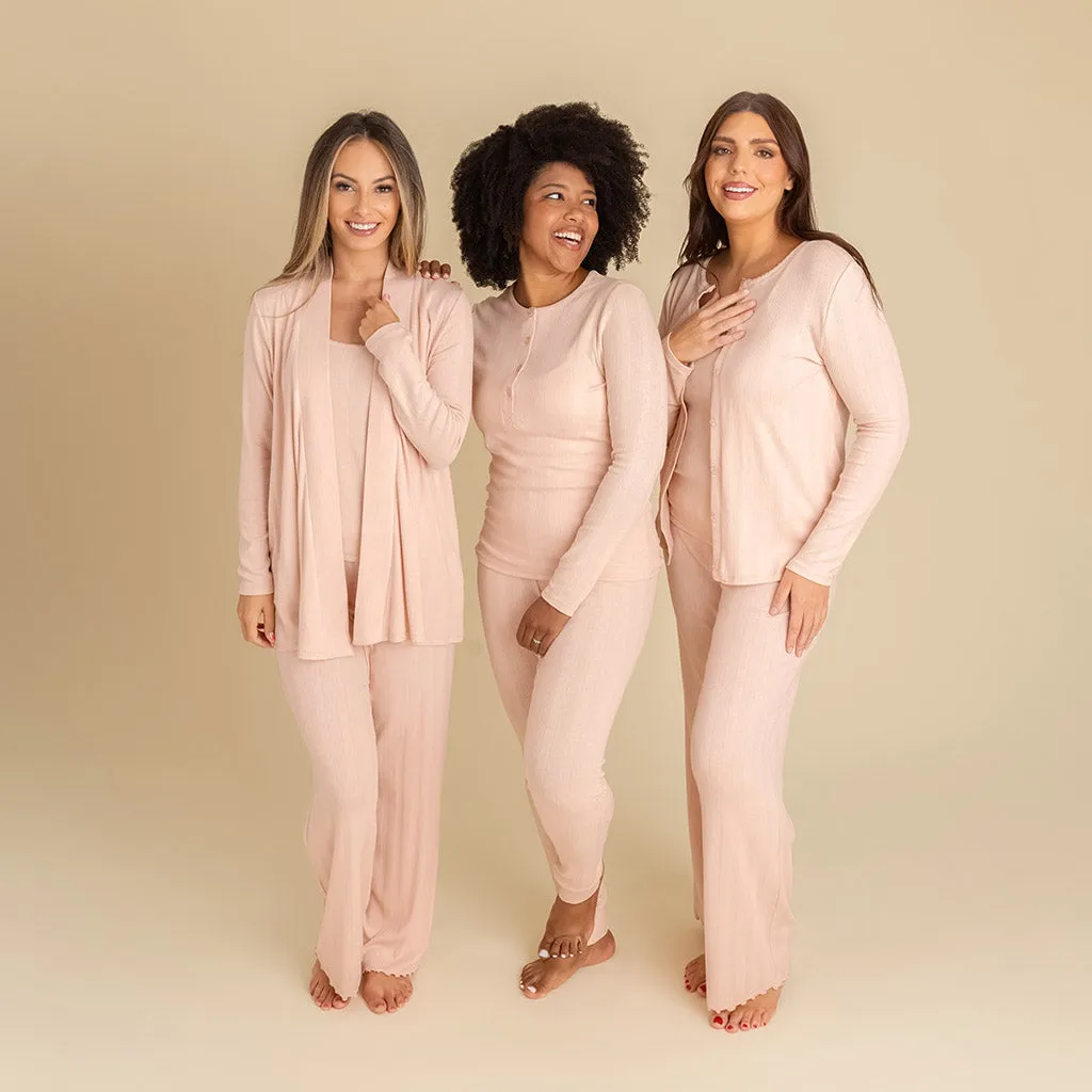Dusty Blush Women's Pointelle Henley Top