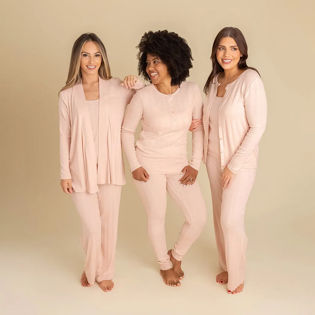Dusty Blush Women's Pointelle Henley Top