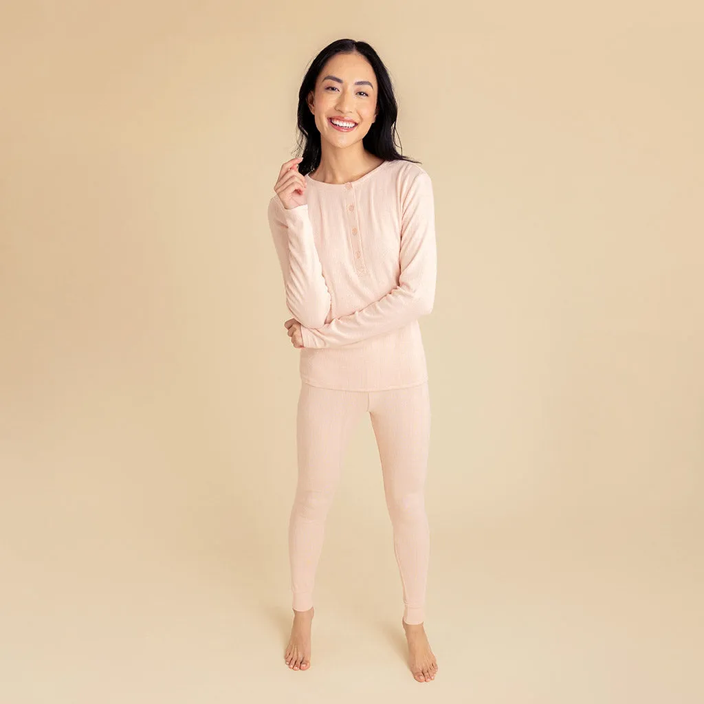 Dusty Blush Women's Pointelle Henley Top