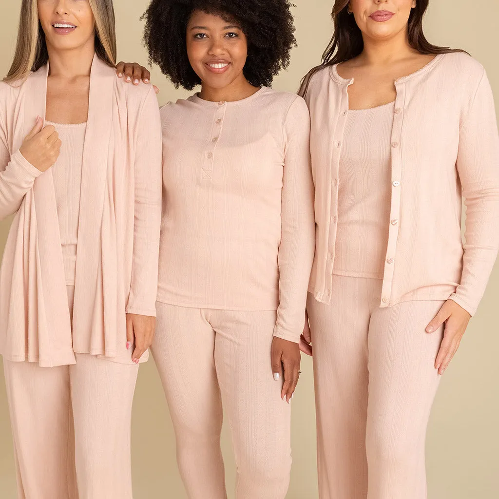 Dusty Blush Women's Pointelle Henley Top