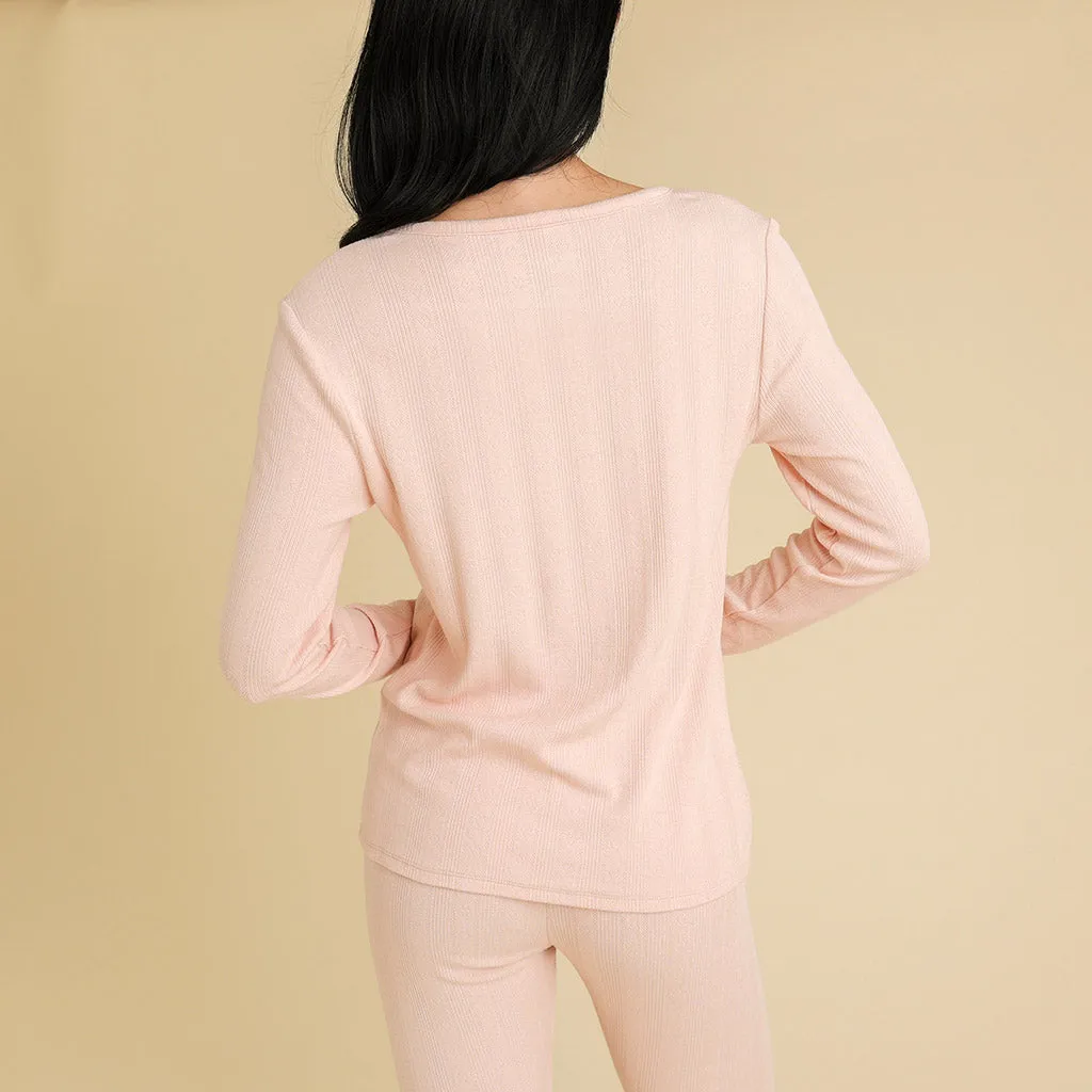 Dusty Blush Women's Pointelle Henley Top