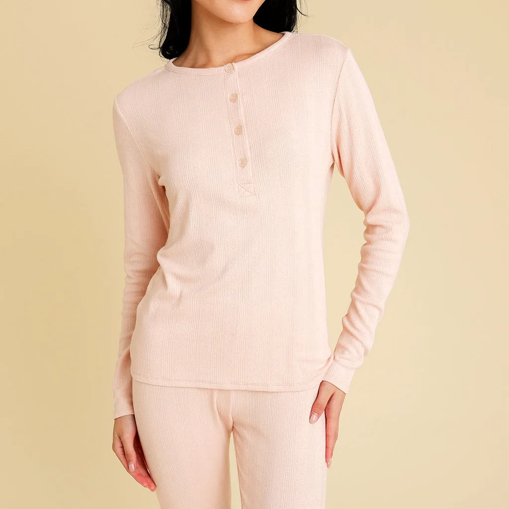 Dusty Blush Women's Pointelle Henley Top