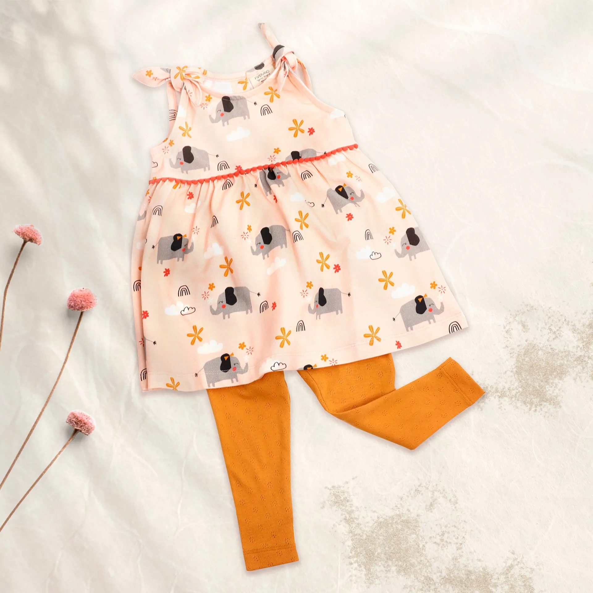 Elephant Shoulder Knot Dress   Bloomer SET(Organic Cotton)