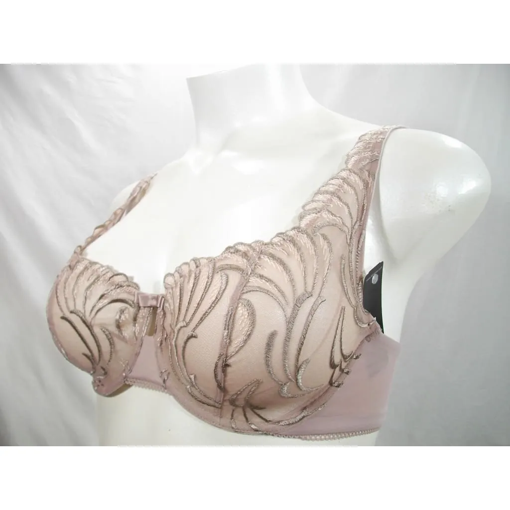 Felina 110040 Lana Embroidered Unlined Plunge Balconette Underwire Bra 40D Mocha