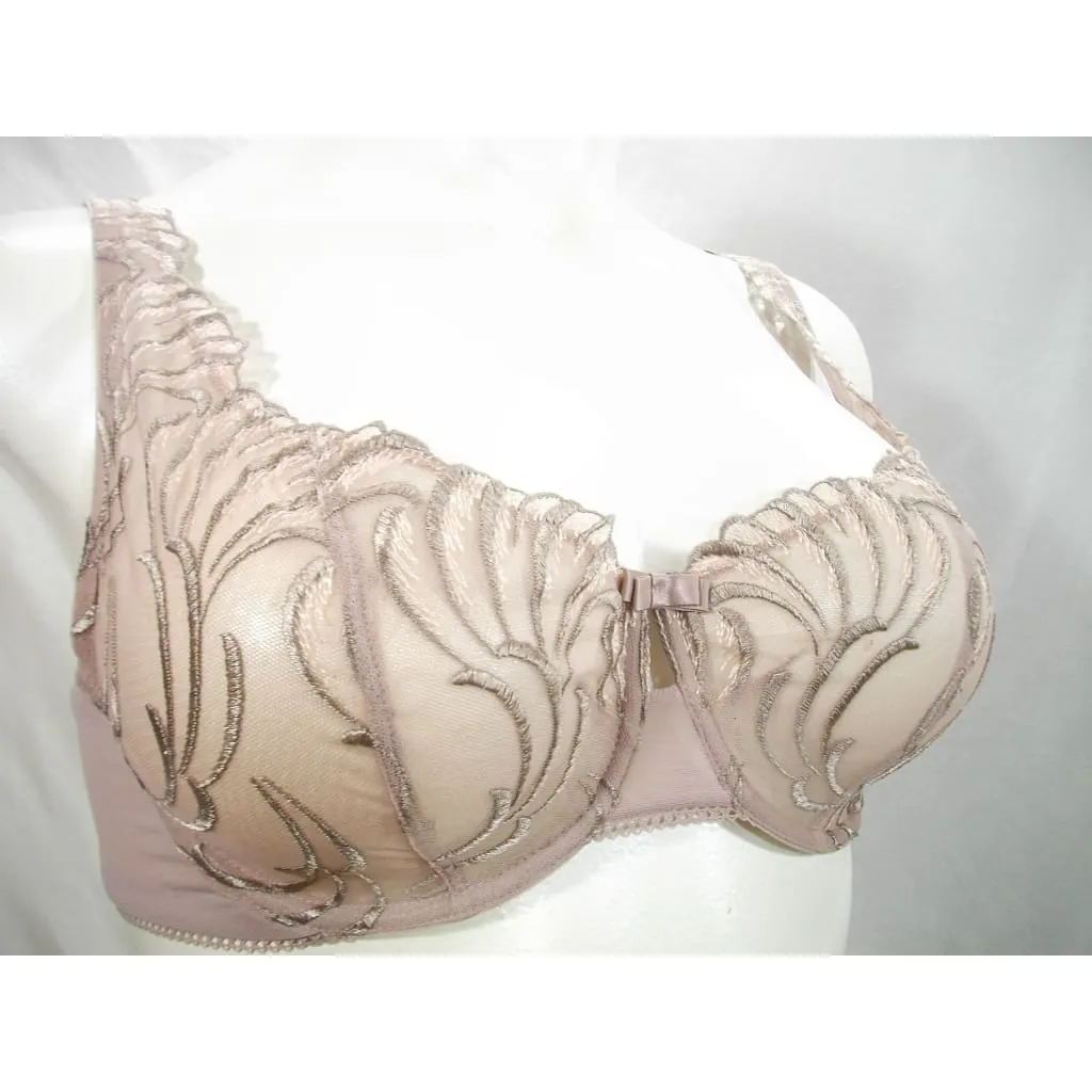 Felina 110040 Lana Embroidered Unlined Plunge Balconette Underwire Bra 40D Mocha