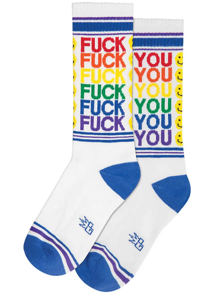 Fuck You Rainbow Unisex Crew Socks