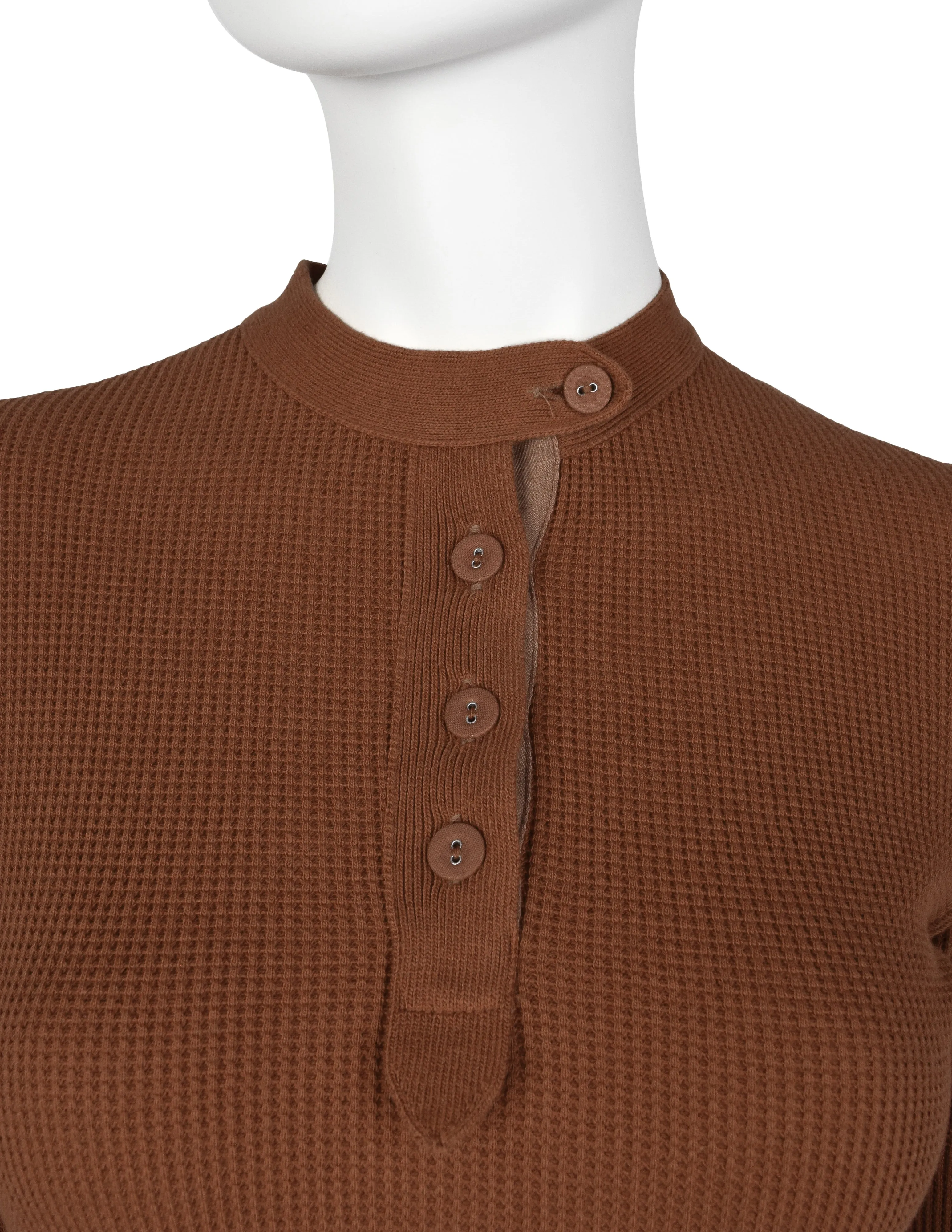 Jean Paul Gaultier Vintage AW 1999 Terracotta Rust Henley Thermal Top