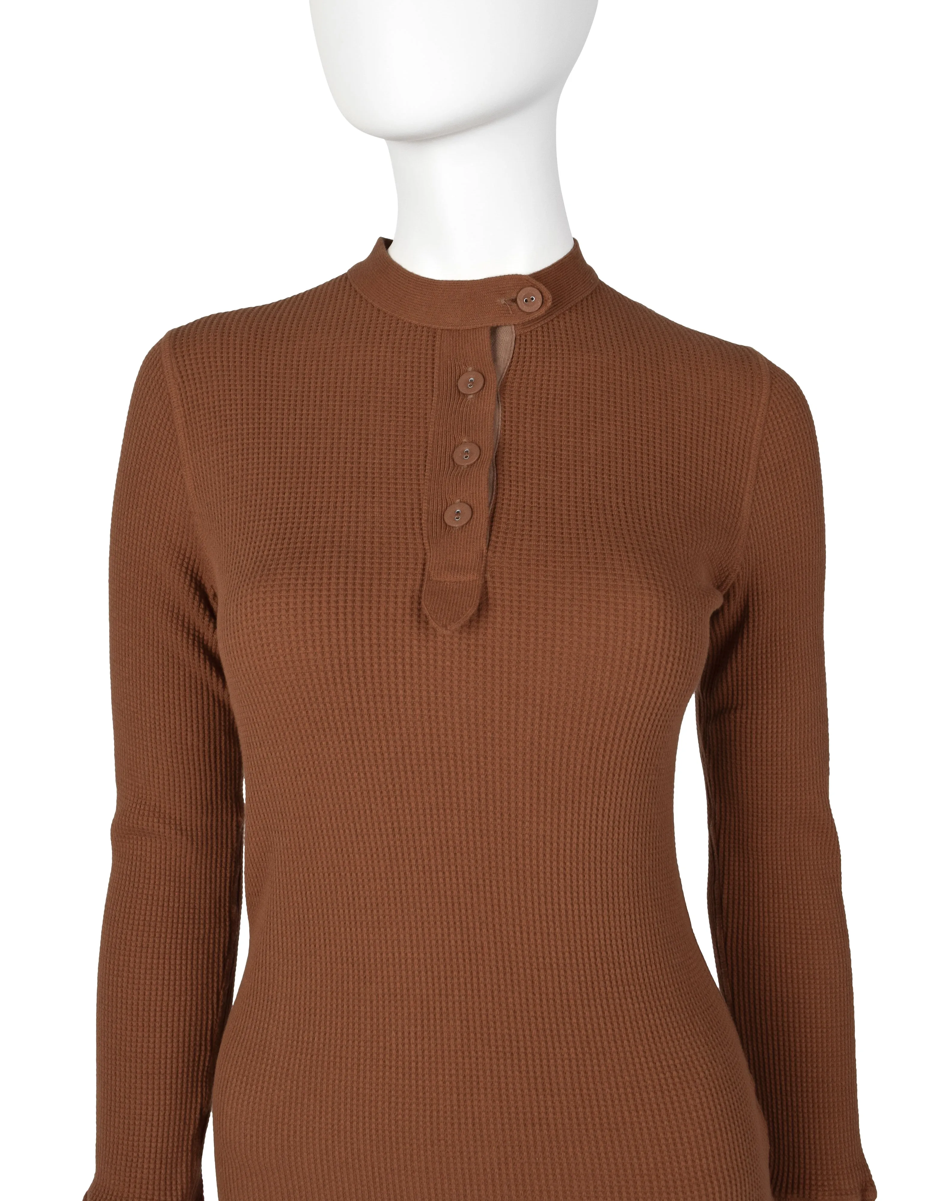 Jean Paul Gaultier Vintage AW 1999 Terracotta Rust Henley Thermal Top