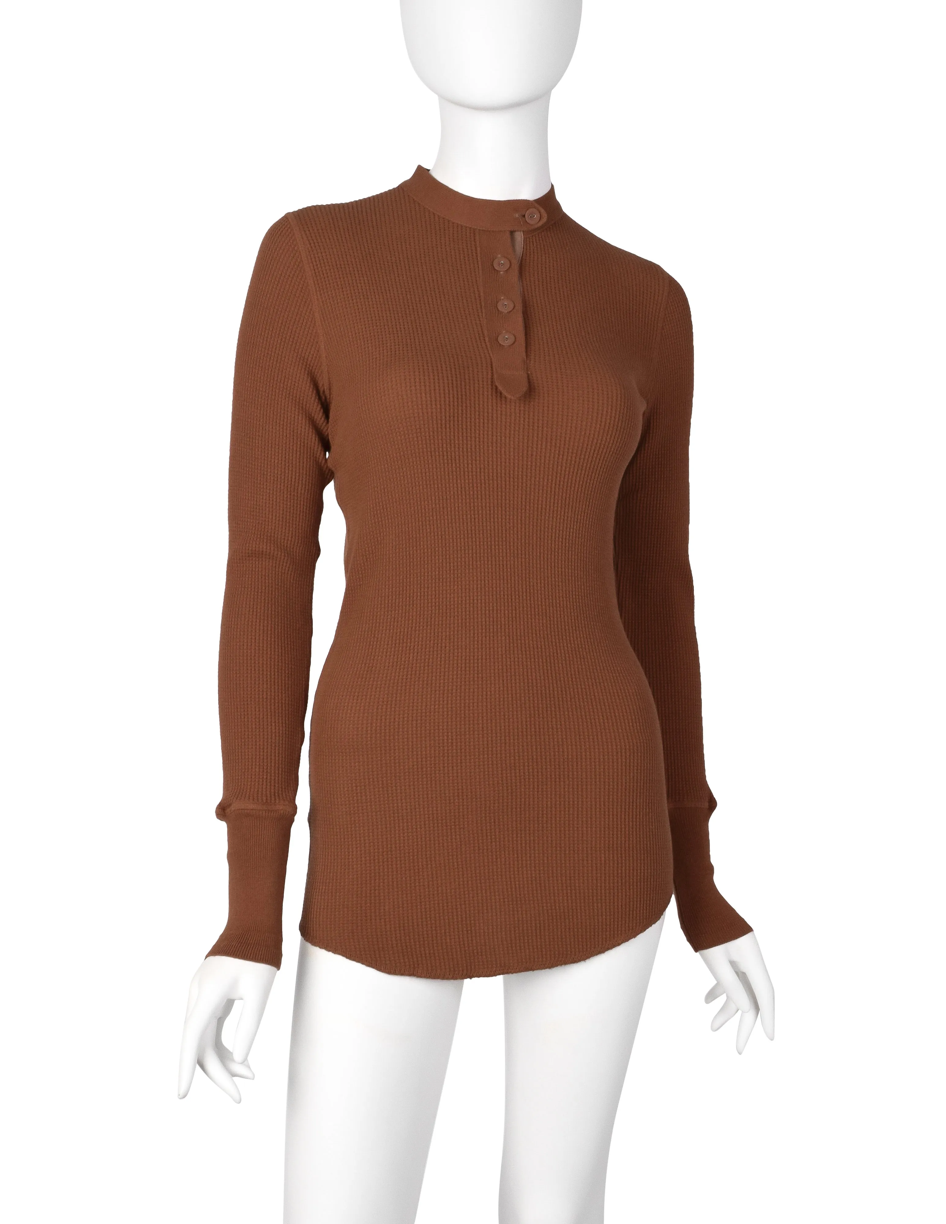 Jean Paul Gaultier Vintage AW 1999 Terracotta Rust Henley Thermal Top