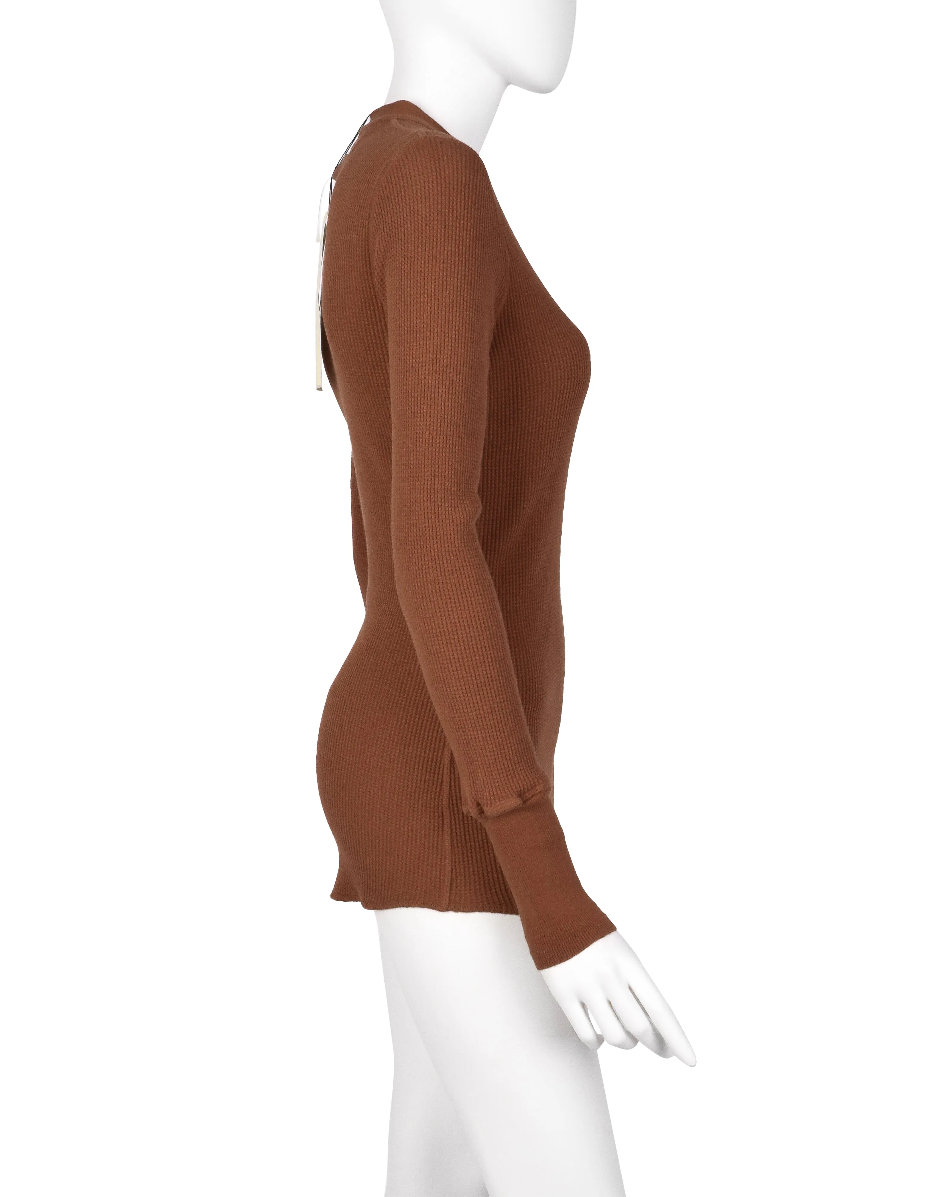 Jean Paul Gaultier Vintage AW 1999 Terracotta Rust Henley Thermal Top