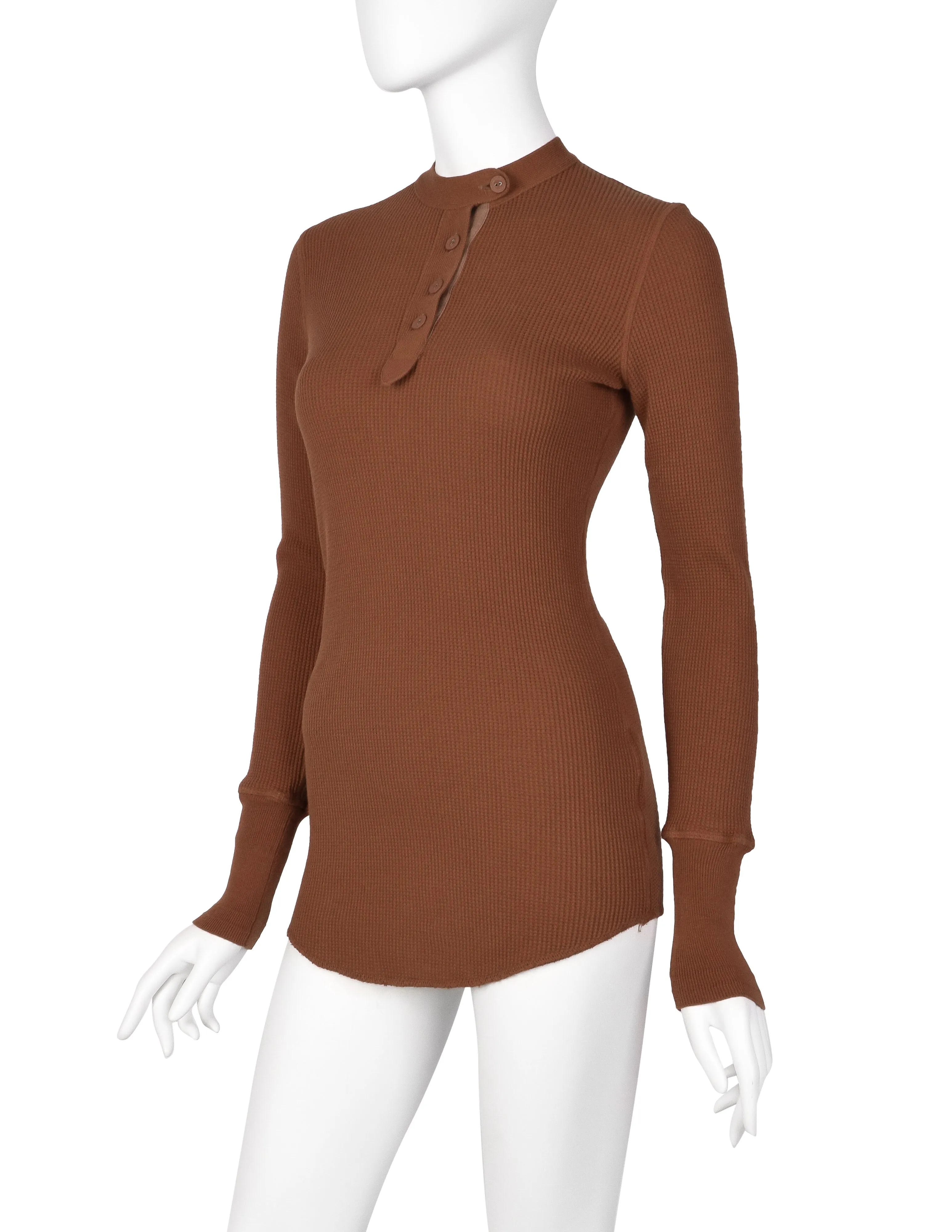 Jean Paul Gaultier Vintage AW 1999 Terracotta Rust Henley Thermal Top