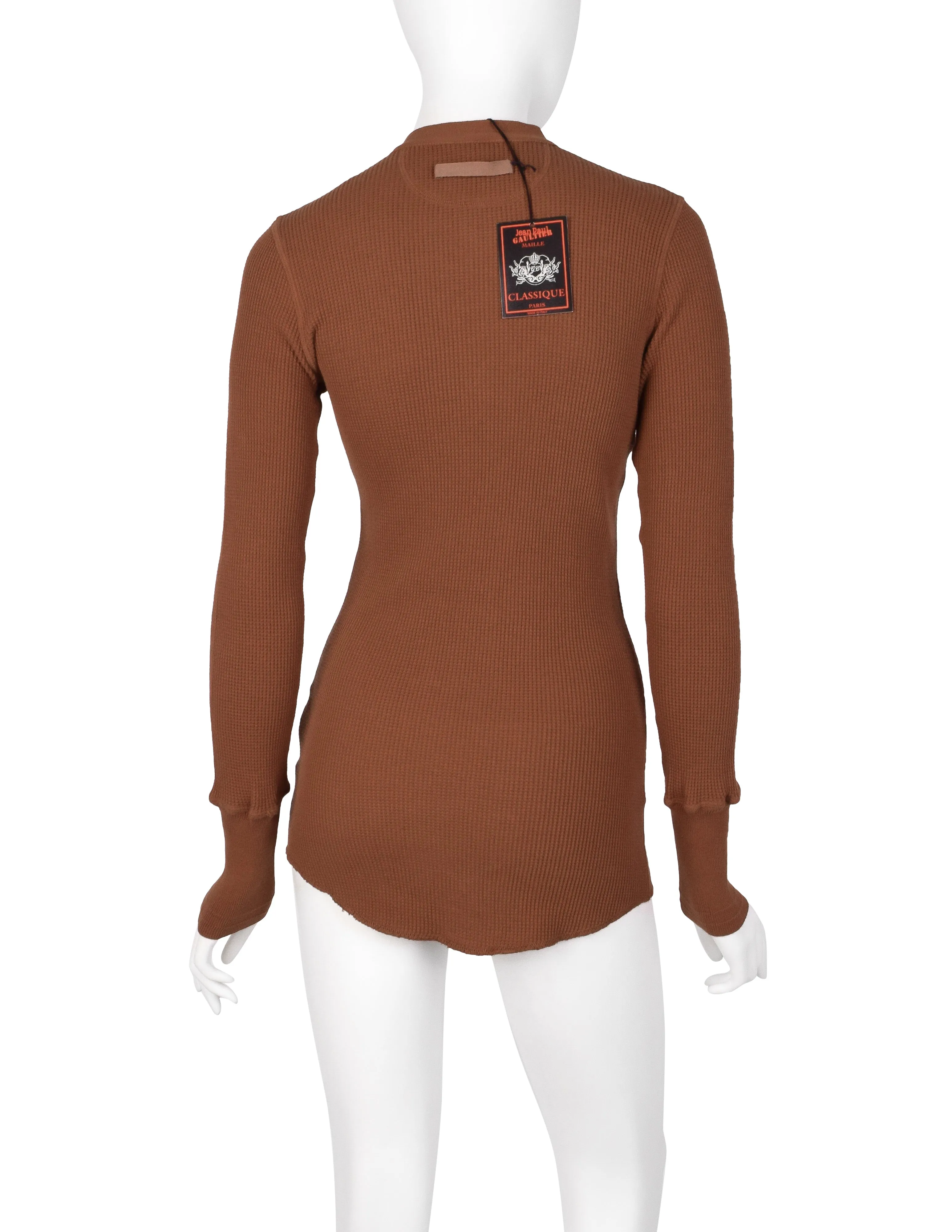 Jean Paul Gaultier Vintage AW 1999 Terracotta Rust Henley Thermal Top