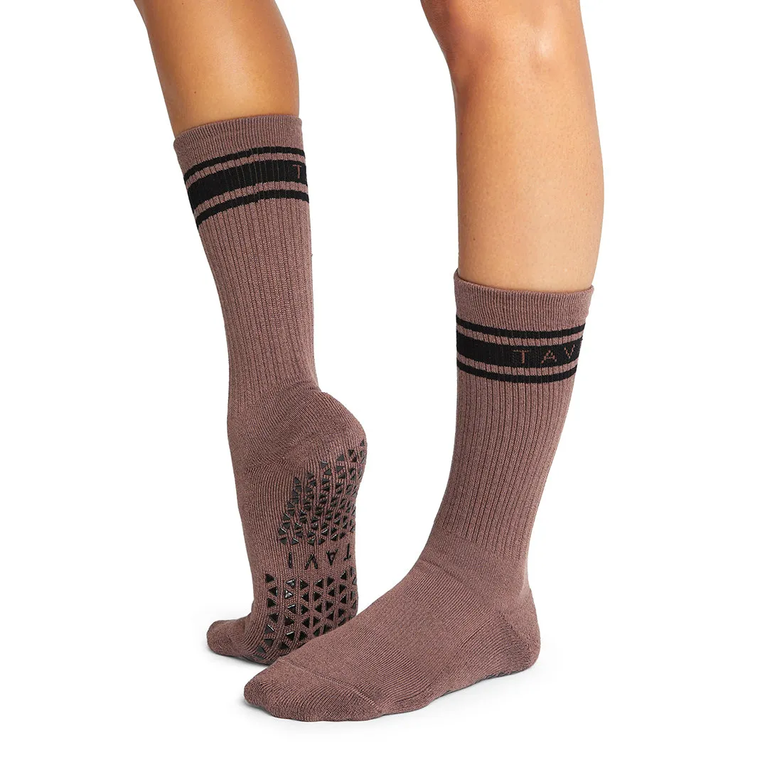 Kai Crew Grip Socks - Clove Stripes (Pilates / Barre)