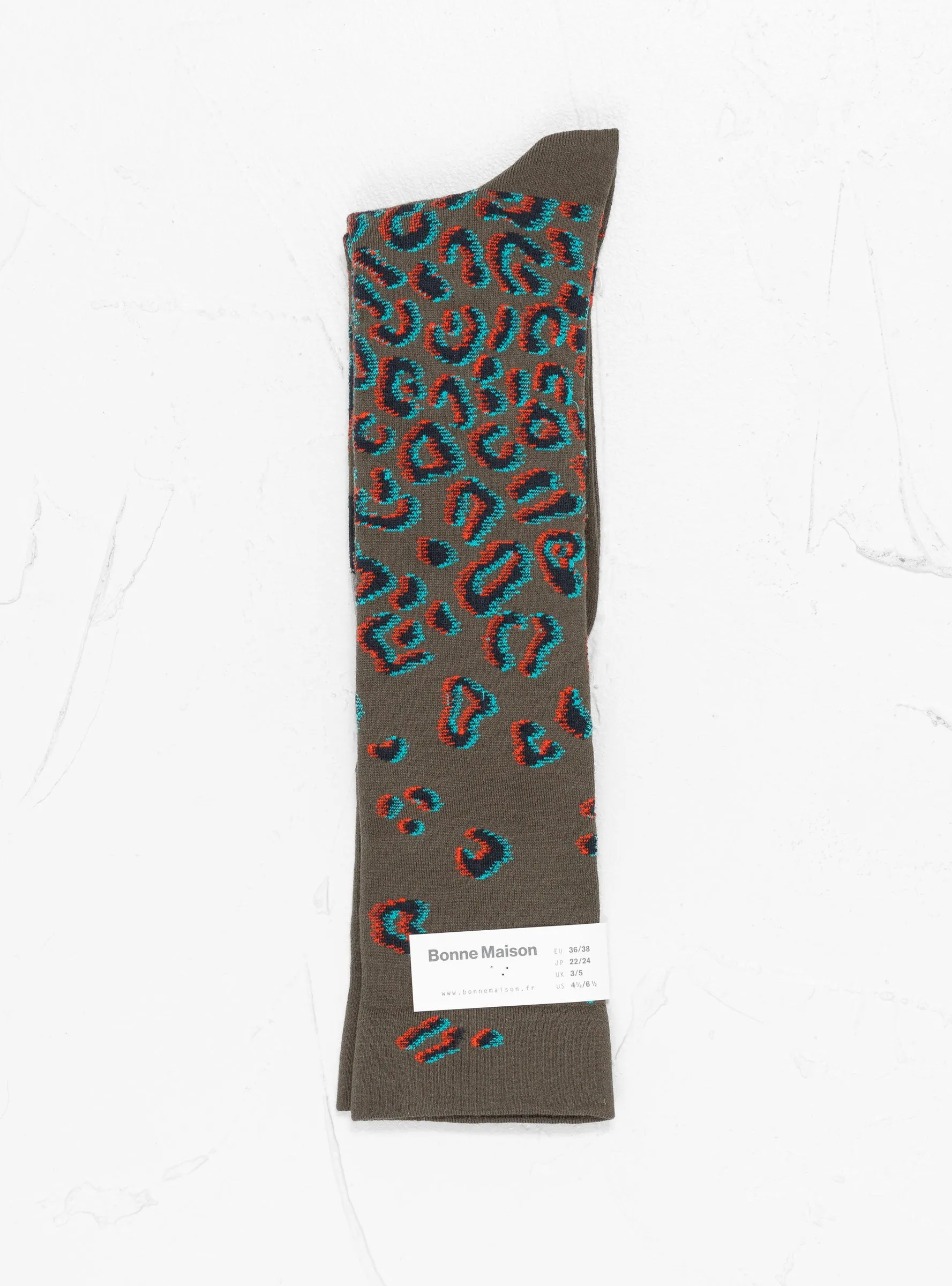 Knee High Socks Leopard Khaki