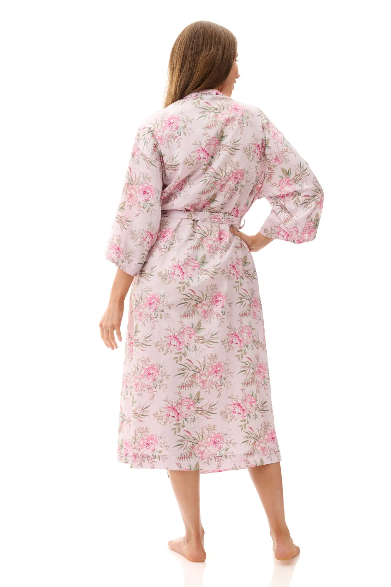 Lauren Cotton Mid Wrap Gown Pink