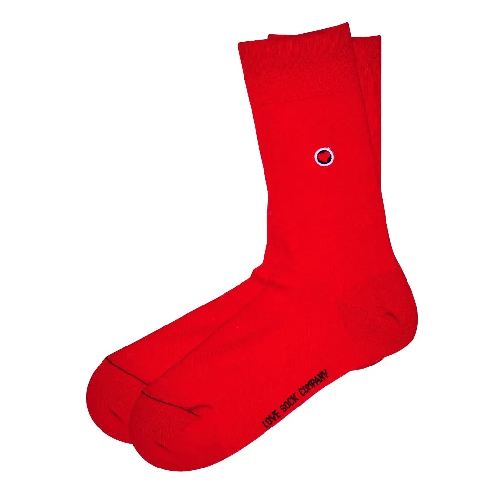 Love Sock Company Organic Cotton Women's Red Solid Crew Socks (W)
