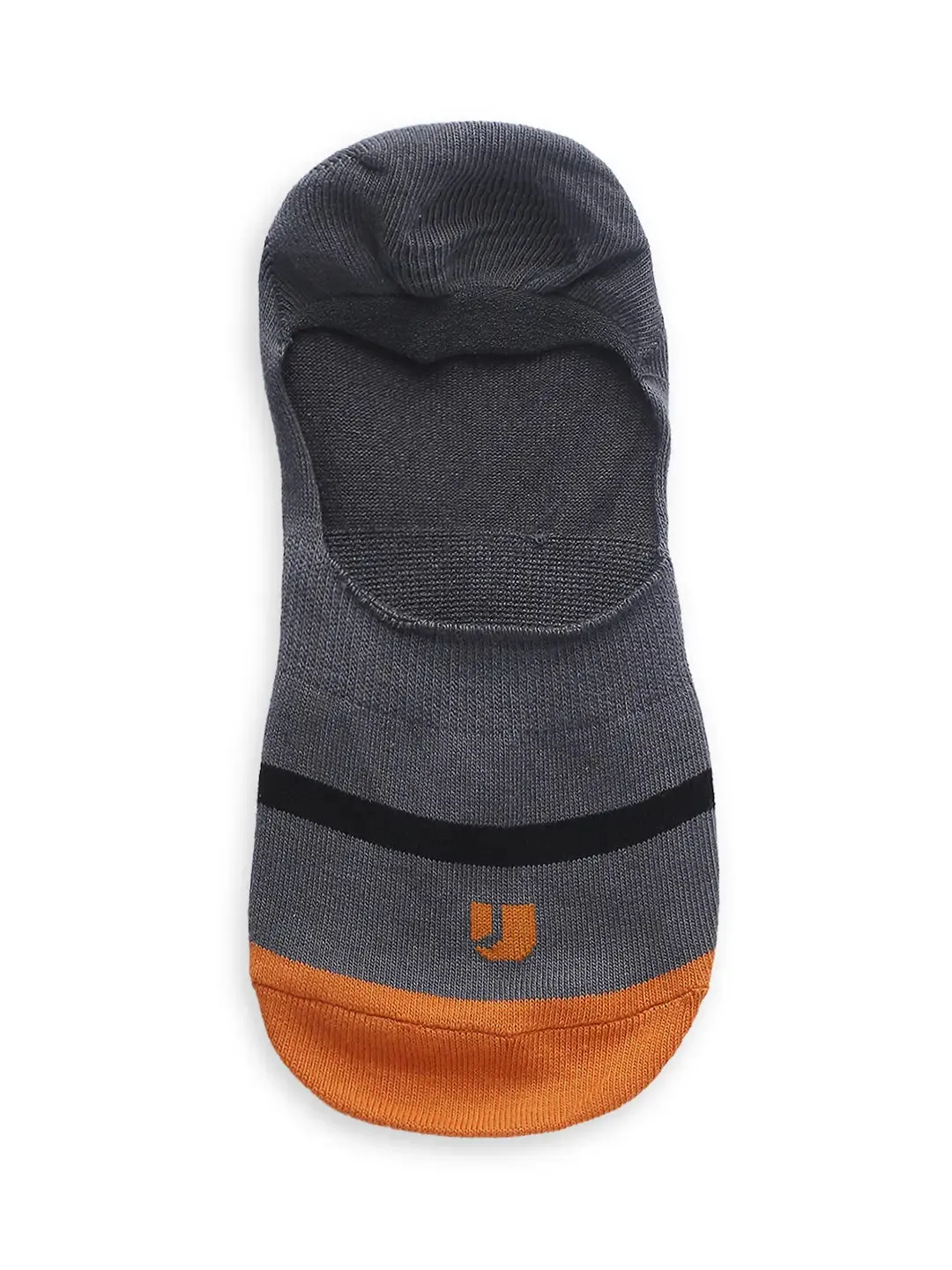 Men Navy & Dark Grey Cotton Blend No Show Socks - Pack Of 2 - Underjeans By Spykar