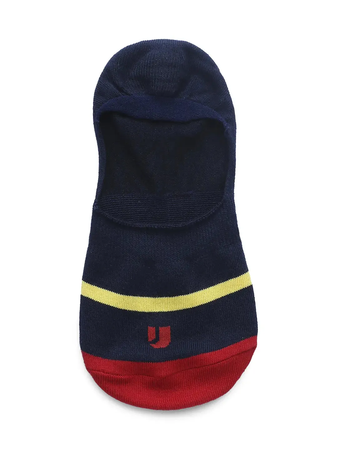 Men Navy & Dark Grey Cotton Blend No Show Socks - Pack Of 2 - Underjeans By Spykar