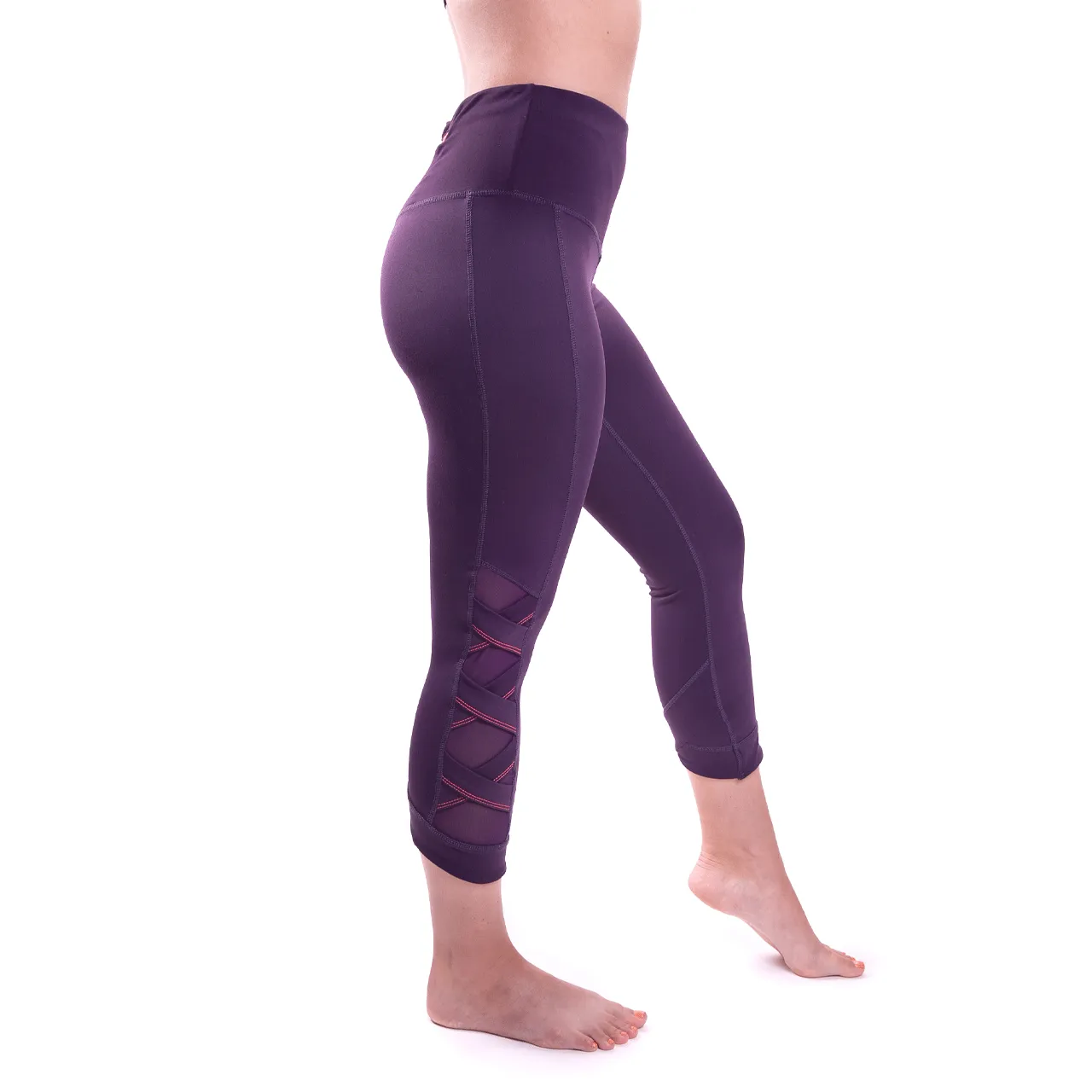 Merlot High Waist Weave Leggings