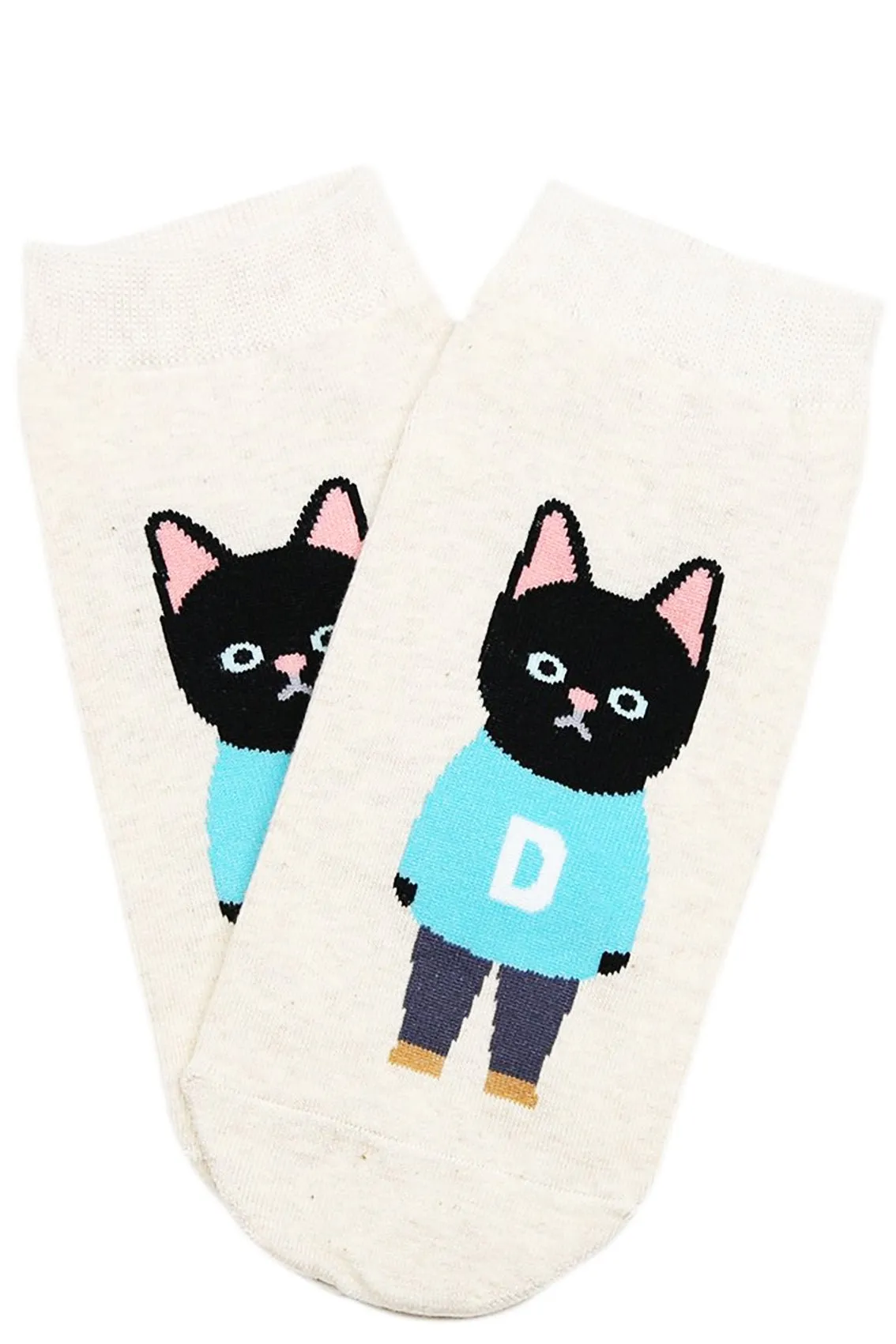 Mini Cat Cotton Ankle Socks Cream