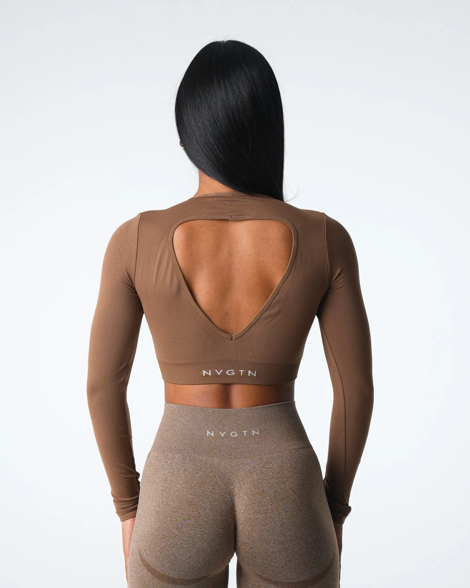 Mocha Journey Long Sleeve Seamless Bra Top