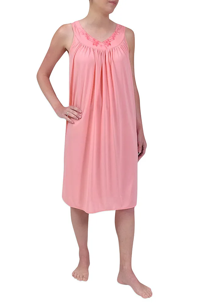 Nylon Tricot Nightgown -Sleeveless Short Gown