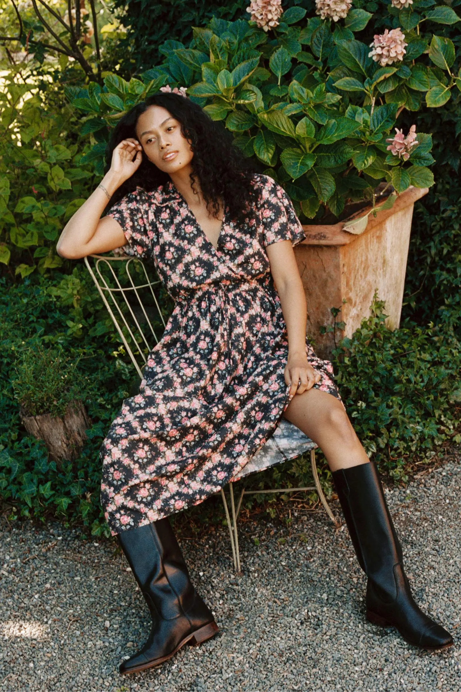 The Dawn Dress Petites | Night Rose Lattice