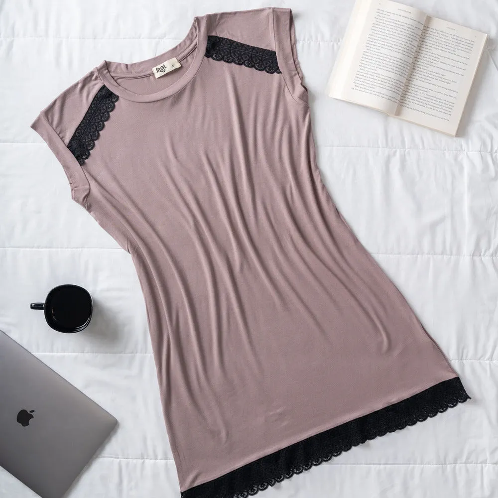 Women summer Cafe Lace Night shirt