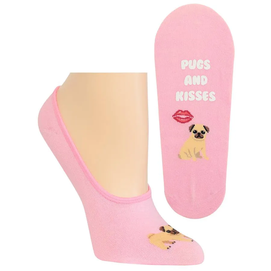 WOMEN'S PUGS AND KISSES NO SHOW SOCKS